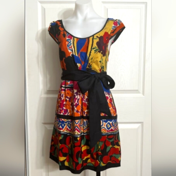 Anthropologie Dresses & Skirts - Anthropologie MOULINETTE SOEURS Women's Summer Silk Dress Bright Mix Floral Sz 8